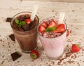 Chocolate and strawberry milkshake Royalty Free Stock Photo