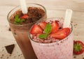 Chocolate and strawberry milkshake Royalty Free Stock Photo