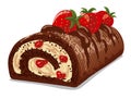 Chocolate strawberry roll cake Royalty Free Stock Photo