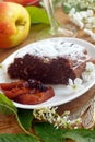 Chocolate strudel and apple compote Royalty Free Stock Photo