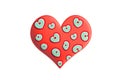 Chocolate sweet bisquit heart with glance colourful enamel on white background