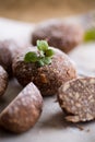 chocolate sweet cakes from mashed biscuits with additives