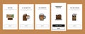 Chocolate Sweet Dessert And Drink onboarding icons set vector Royalty Free Stock Photo