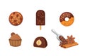 Chocolate sweet dessert icons. Organic food vector Royalty Free Stock Photo