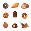 Chocolate sweet dessert icons. Organic food vector Royalty Free Stock Photo