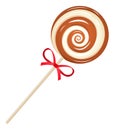 Chocolate swirl lolipop cartoon icon. Sweet cartoon candy