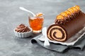 Chocolate swiss roll cake Royalty Free Stock Photo