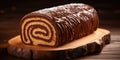 Chocolate Swiss Roll, Round Sponge Cake, Sliced Rolled Vanilla Biscuit with Cocoa Cream Filling