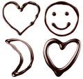 Chocolate symbols: hearts, smile, moon Royalty Free Stock Photo