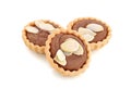 Chocolate tart with almond isolated on white Royalty Free Stock Photo