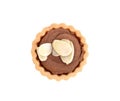Chocolate tart with almond isolated on white Royalty Free Stock Photo