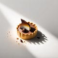 Chocolate tart on white background with shadow. 3d illustration.
