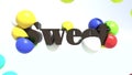 Chocolate text sweet stick colored cream balls 3d