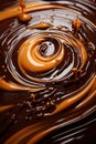 Chocolate texture. Liquid chocolate close-up.Textured dark chocolate. Royalty Free Stock Photo