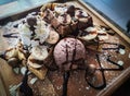 chocolate toast with icecream and almond