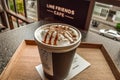 Chocolate top coffee served in Line Friends Cafe in Insadong Seoul South Korea