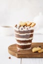 Chocolate trifle cake. Individual dessert in a glass Royalty Free Stock Photo