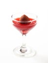 Chocolate truffle in fruit coulis Royalty Free Stock Photo