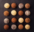 Chocolate truffle,Truffle chocolate candies with cocoa powder.Chocolate candies collection.Assorted chocolate truffles with cocoa Royalty Free Stock Photo