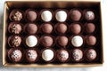 Chocolate truffles. An assortment of chocolate, candy, bars and chocolate pieces. Chocolate cake. Generative AI