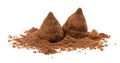 Chocolate truffles on cocoa powder isolated on white background Royalty Free Stock Photo