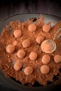 Chocolate truffles covered with cacao powder Royalty Free Stock Photo