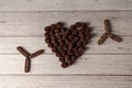 Chocolate truffles designed in heart shape with Chocolate covered cookies designed in star shapes Royalty Free Stock Photo