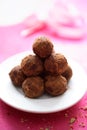 Chocolate truffles in plate Royalty Free Stock Photo