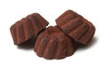 Chocolate truffles in shaped Kougelhopf on white background