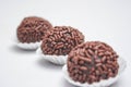 CHOCOLATE TRUFFLES ON WHITE BACKGROUND Royalty Free Stock Photo