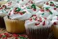 Chocolate and Vanilla Christmas Cupcakes Royalty Free Stock Photo