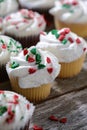 Chocolate and Vanilla Christmas Cupcakes Royalty Free Stock Photo