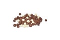 Chocolate Vanilla Flavored Corn Balls for Breakfast. Royalty Free Stock Photo