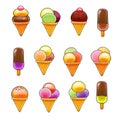 Chocolate, Vanilla, Fruit Ice Cream, icons set, clip art t shirt print