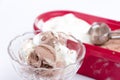 Chocolate and vanilla ice cream in the crystal bowl Royalty Free Stock Photo