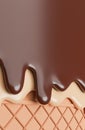 Chocolate and Vanilla Ice Cream Melted on Wafer Background.,3d model and illustration Royalty Free Stock Photo