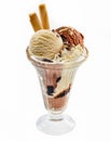 Chocolate and vanilla ice cream sundae in glass Royalty Free Stock Photo