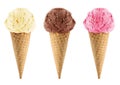 Chocolate, vanilla and strawberry Ice Cream Royalty Free Stock Photo