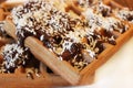 Chocolate wafer with chocolate and coconut close up, captured with a small depth of field Royalty Free Stock Photo