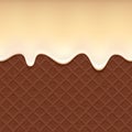 Chocolate wafer and flowing vanilla cream - vector