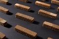 Chocolate wafers on black background Royalty Free Stock Photo