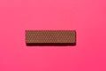 Chocolate wafers on pink  background Royalty Free Stock Photo