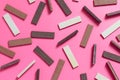 Chocolate wafers on pink background Royalty Free Stock Photo