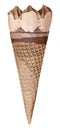 Chocolate waffle cone ice cream isolated on white background with clipping path Royalty Free Stock Photo