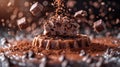 Chocolate waffle explosion - generative ai Royalty Free Stock Photo