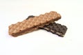 Chocolate waffle on a white background Royalty Free Stock Photo