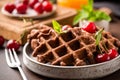 Chocolate Waffles With Berries Royalty Free Stock Photo