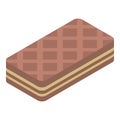 Chocolate waffles icon, isometric style