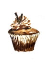 Chocolate watercolor illustration cupcake sweet food