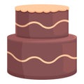 Chocolate wedding cake icon cartoon vector. Couple party